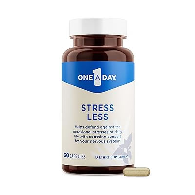One A Day Stress Supplement – Occasional Stress Relief Supplement, Formulated with Ashwagandha, Passionflower and Valerian Extracts for Nervous System Support, 30 Capsules