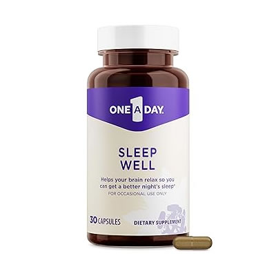 One-A-Day Sleep Supplement - Sleep Supplements for Adults, Sleep Support with Passionflower and Melatonin, Sleep Support with Sleep Well, 30 Capsules